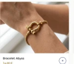 Bracelet Abyss en maille gourmette dorée avec fermoir manille