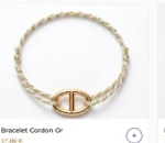 Bracelet Cordon Or tressé avec anneau marin doré