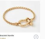 Bracelet Manille gourmette épaisse dorée fermoir marin
