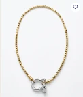 Collier ras-de-cou Luna perles dorées et fermoir manille argenté