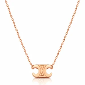 Collier avec pendentif double C motif arc de triomphe en acier inoxydable doré