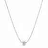 Collier ras de cou solitaire avec oxyde de zirconium brillant en acier inoxydable argenté