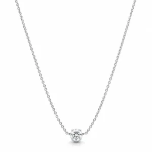 Collier ras de cou solitaire avec oxyde de zirconium brillant en acier inoxydable argenté