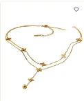 Collier double rang Trèfle porte-bonheur doré